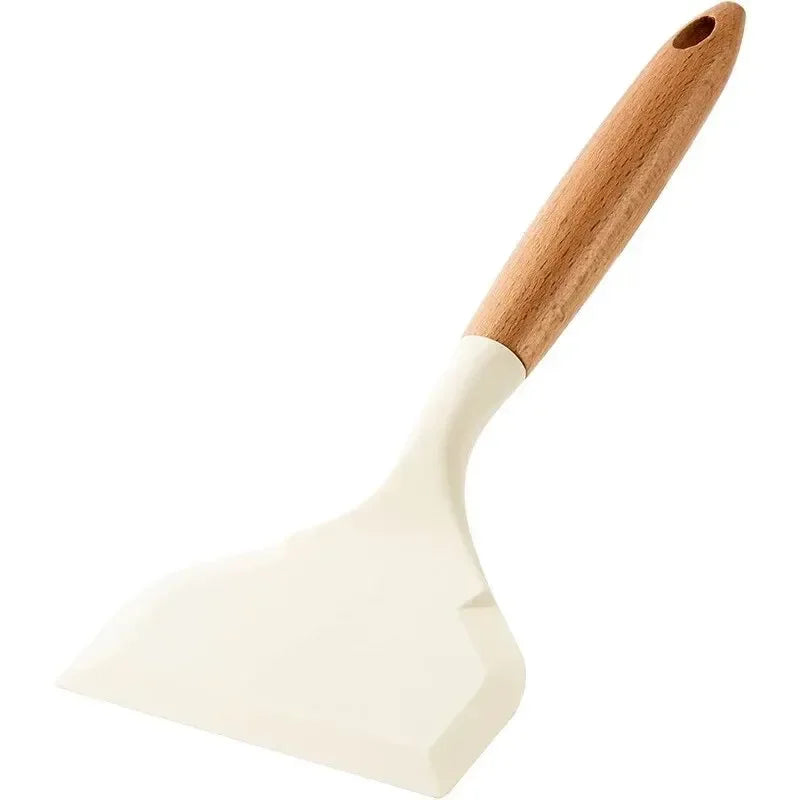 Silicone & Wood Spatula – Non-Stick Wide Kitchen Shovel