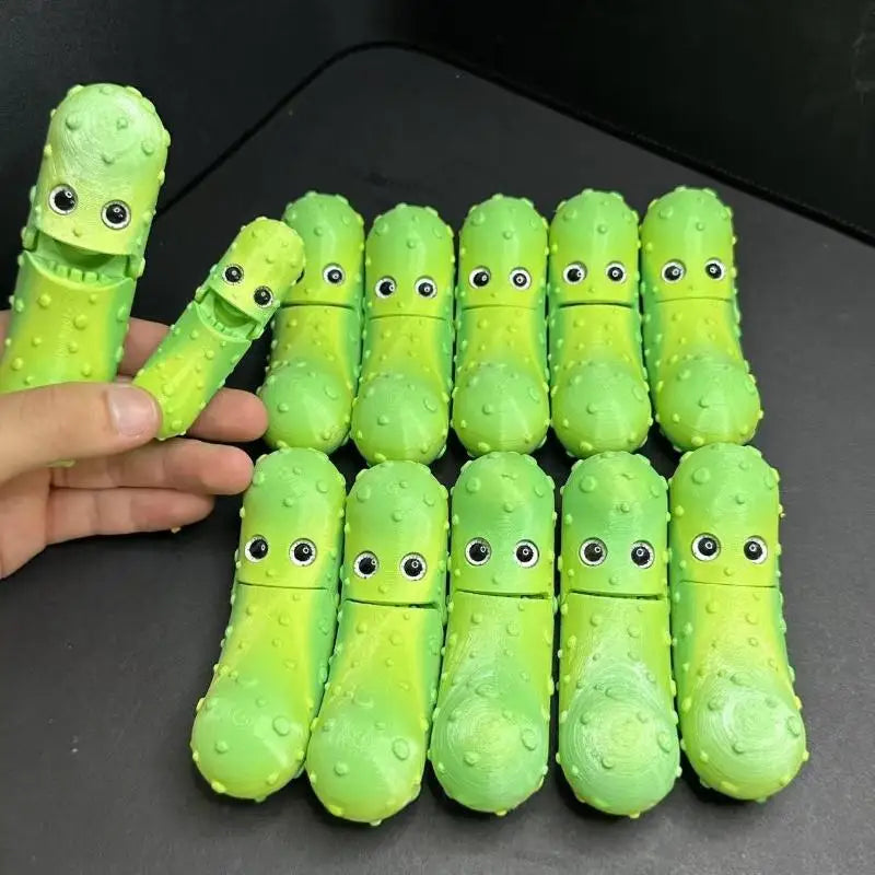 3D Printed Articulated Cucumber Figurine | Vegetable Desk Toy