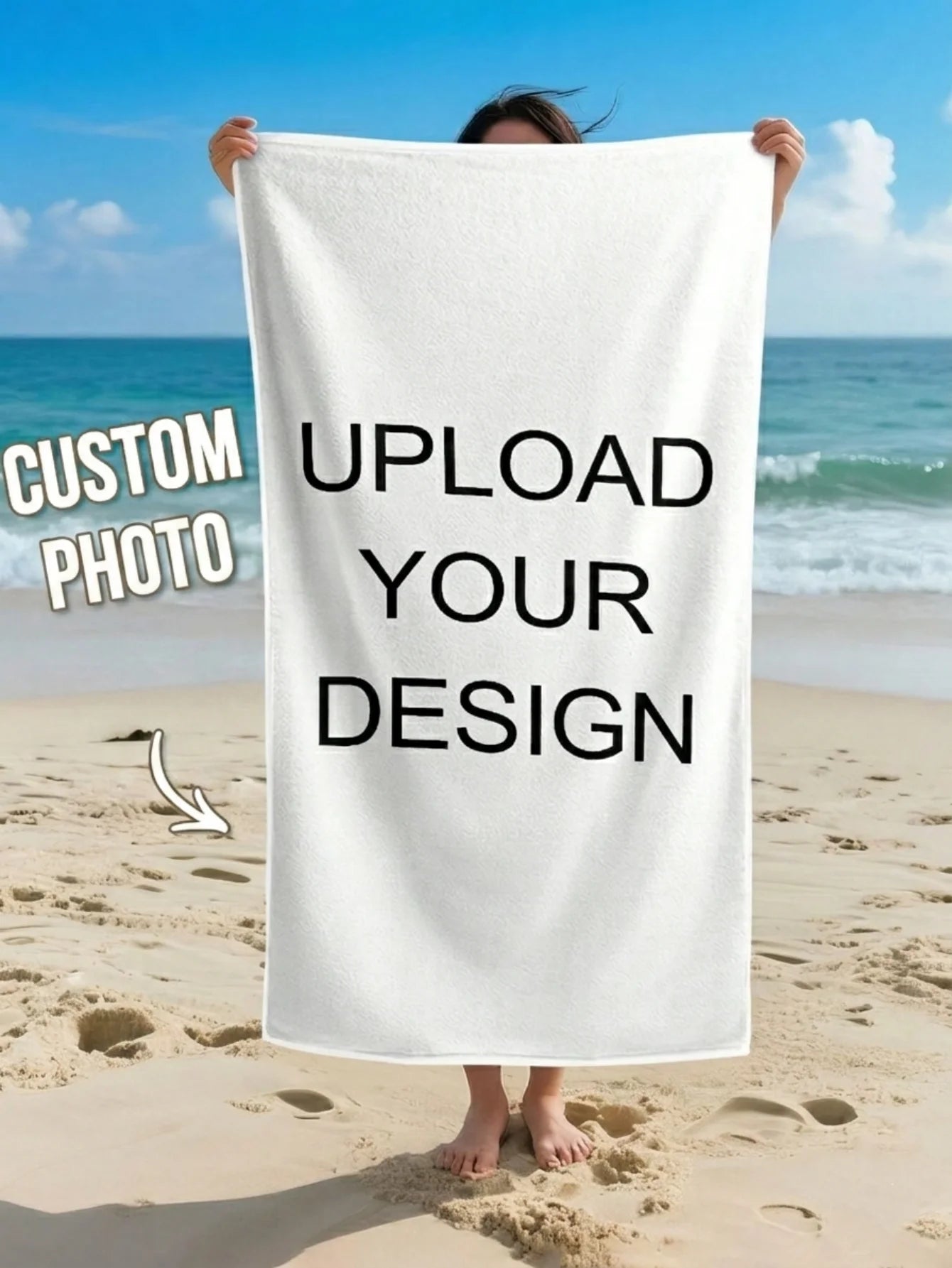 Custom Photo Beach Towel Personalized Pet Print Soft Quick Dry For Travel Swimming Gym Gift For Couple Mom Dad Friend Valentine Peaceful Pleasures Health and Wellness