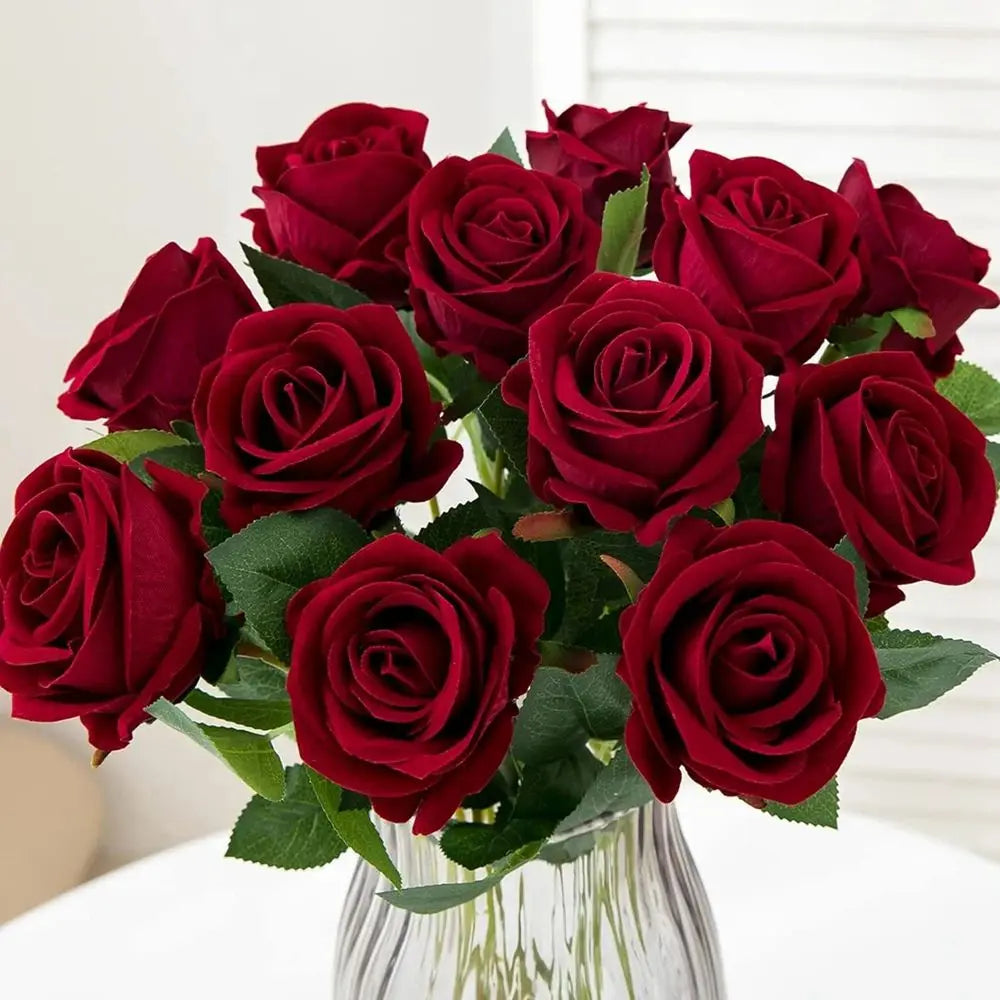 Silk Rose Artificial Flowers 2/4pcs – Wedding & Home Decor