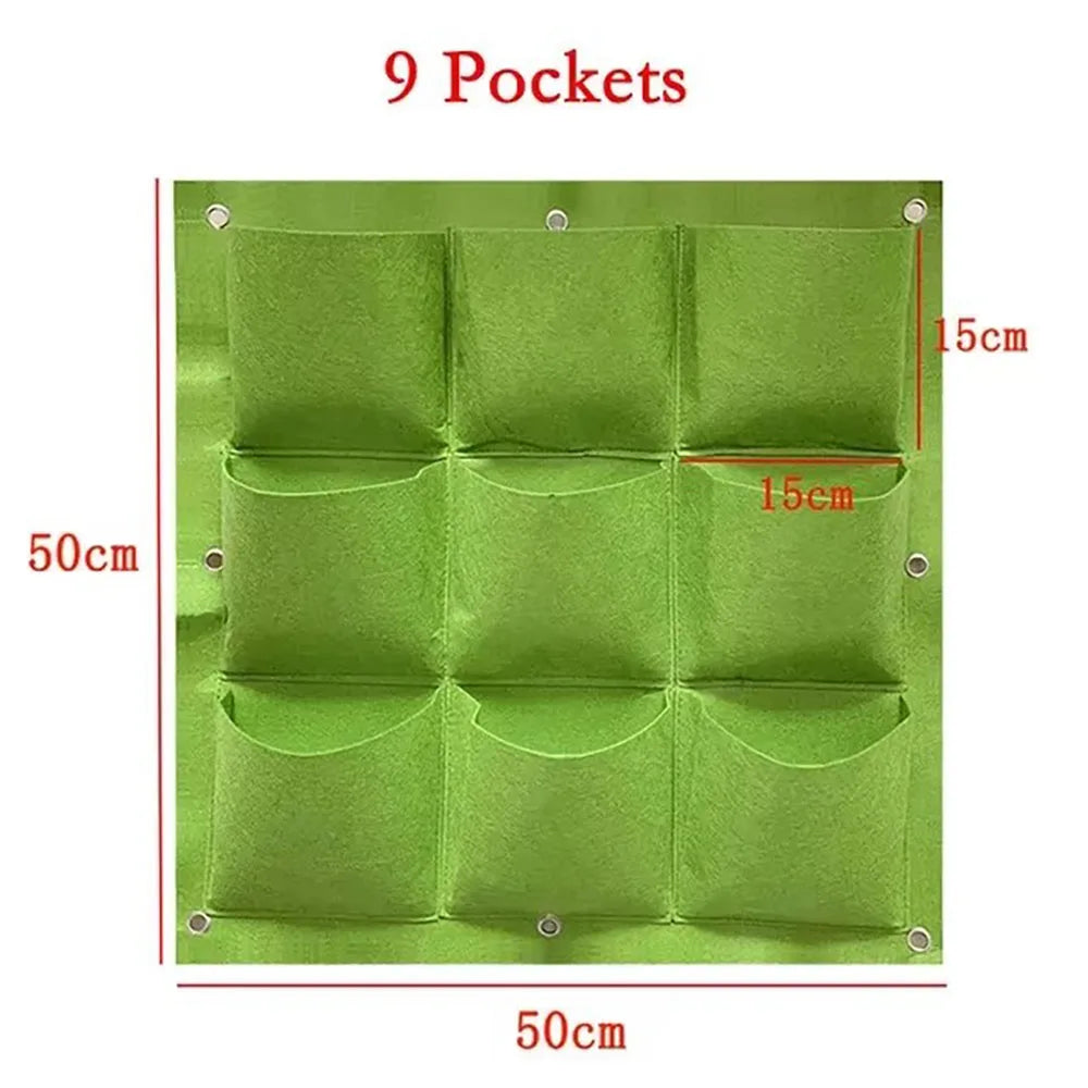 Vertical Wall Hanging Felt Planter Bag | Multi-Pocket Grow Bag