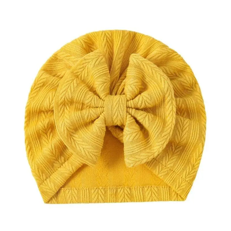 Bowknot Baby Bonnet Hat | Soft Cotton, Fits 0–24 Months Baby Bonnet Hat Peaceful Pleasures Health and Wellness Yellow China Mainland