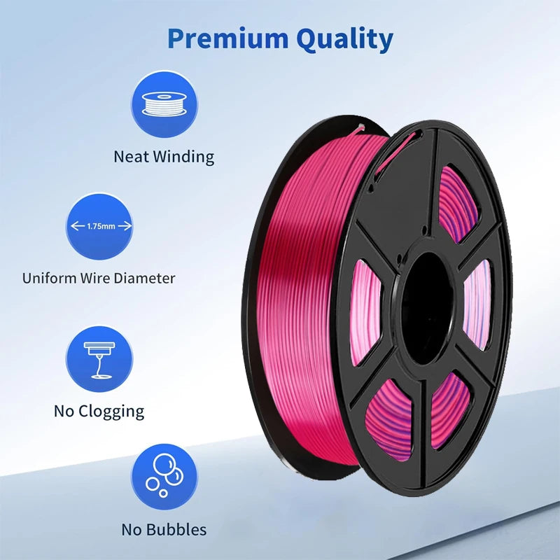 Silk Dual Color PLA Filament 1.75mm Blue/Red – 250g Spool
