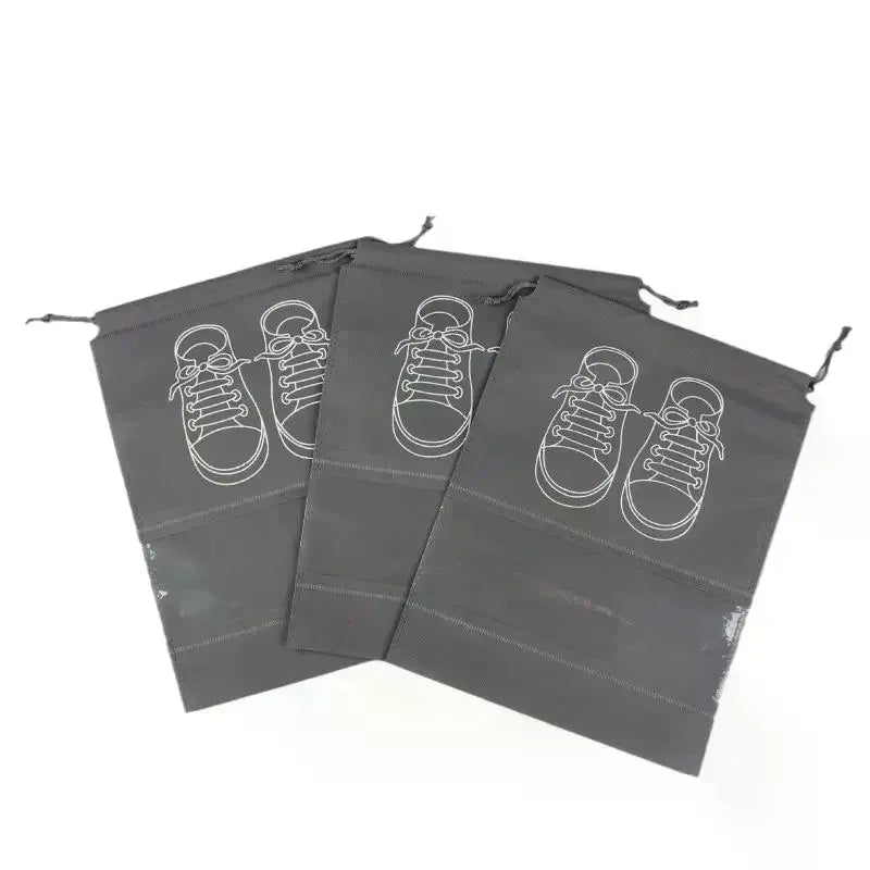 Non-Woven Drawstring Shoe Bags – Waterproof Travel Set of 10