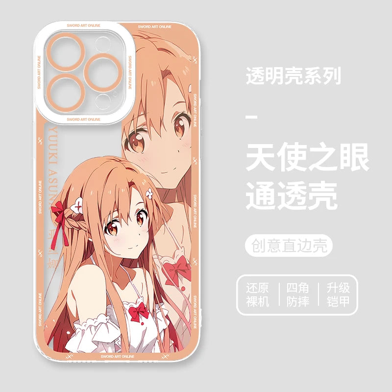 Japanese Anime Sword Art Online Phone Case for Iphone 17 16 15 14 13 12 11 Pro Max Plus Mini Air Asuna Kirito Phone Cover Peaceful Pleasures Health and Wellness