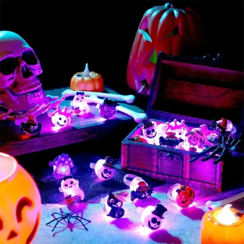 Halloween Glow Pumpkin Finger Rings – Bulk 50–200 Pcs Party Favors