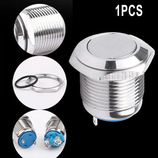 12V Metal Waterproof Push Button Momentary NO Switch Start Flat Head Peaceful Pleasures Health and Wellness
