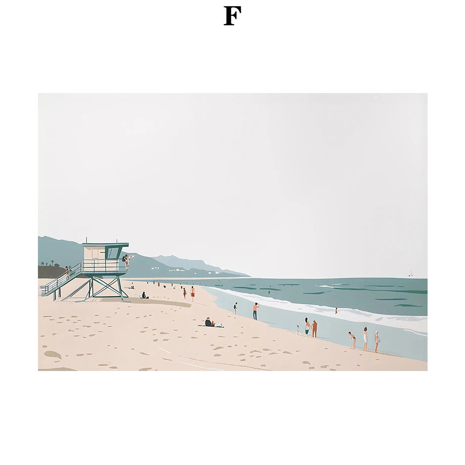 Watercolor Beach Holiday Canvas Wall Art | Nordic Poster
