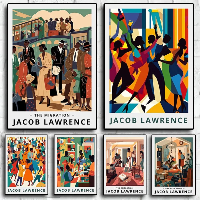 Minimalist Jacob-Lawrence The Migration African American Classic Exhibition Poster Canvas Painting Wall Pictures Home Decor Peaceful Pleasures Health and Wellness