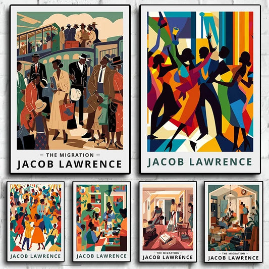 Minimalist Jacob-Lawrence The Migration African American Classic Exhibition Poster Canvas Painting Wall Pictures Home Decor Peaceful Pleasures Health and Wellness