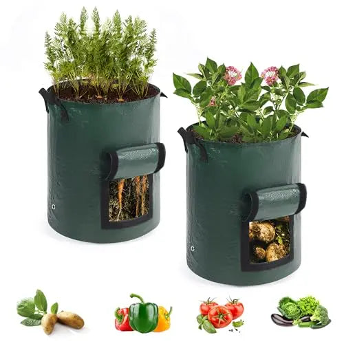 1PC Garden Potato Grow Bag PE Fabrics Gardening Thicken Pot Vegetables Planter Tub with Handles and Access Flap Peaceful Pleasures Health and Wellness