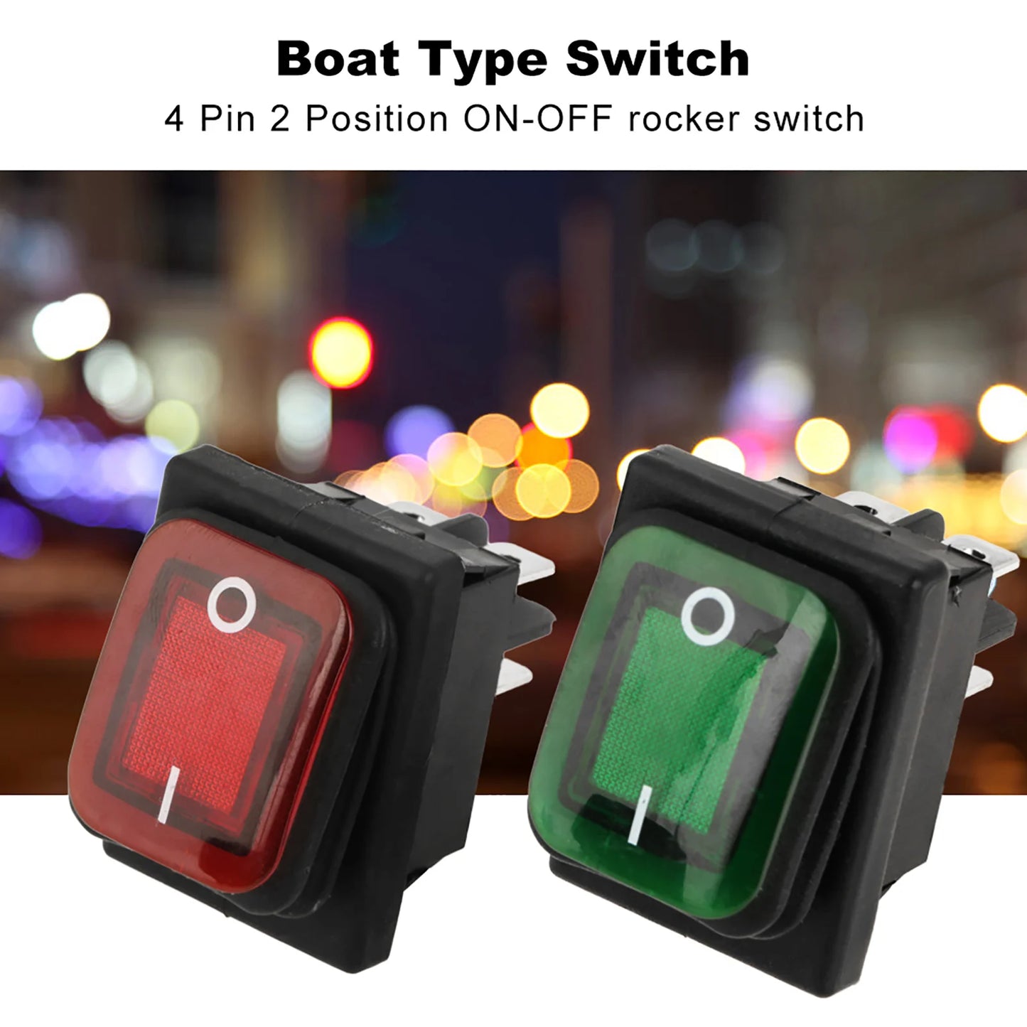 Waterproof 4 Pin 2 Position set Black Waterproof 4 Pin 2 Position On OFF Red Green Lamp Rocker Peaceful Pleasures Health and Wellness