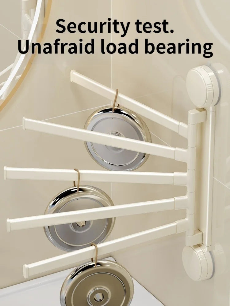 Drill-Free Suction Cup Rotating Double Towel Bar Rack