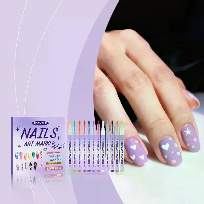 Nail Art Graffiti Pens – Quick-Dry 3D Dot Liner Set (1 or 12pc)