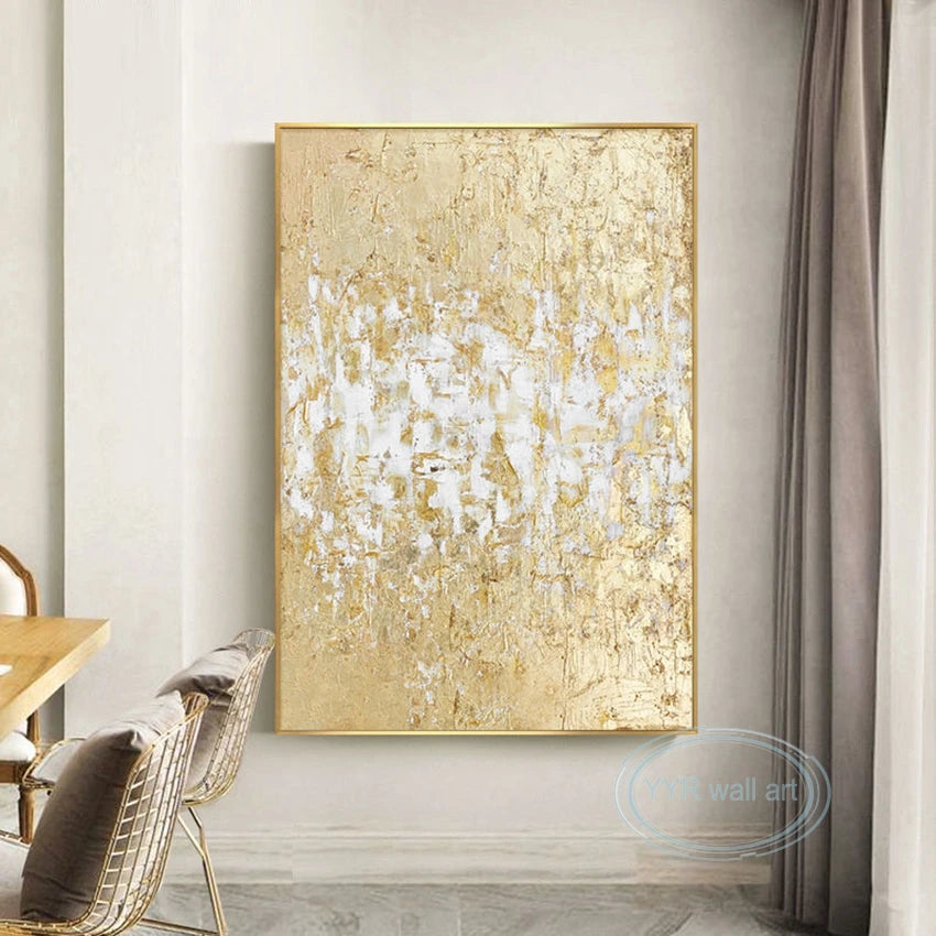 Handmade Gold Foil Abstract Oil Painting | Modern Nordic Wall Art Abstract Oil Painting Peaceful Pleasures Health and Wellness