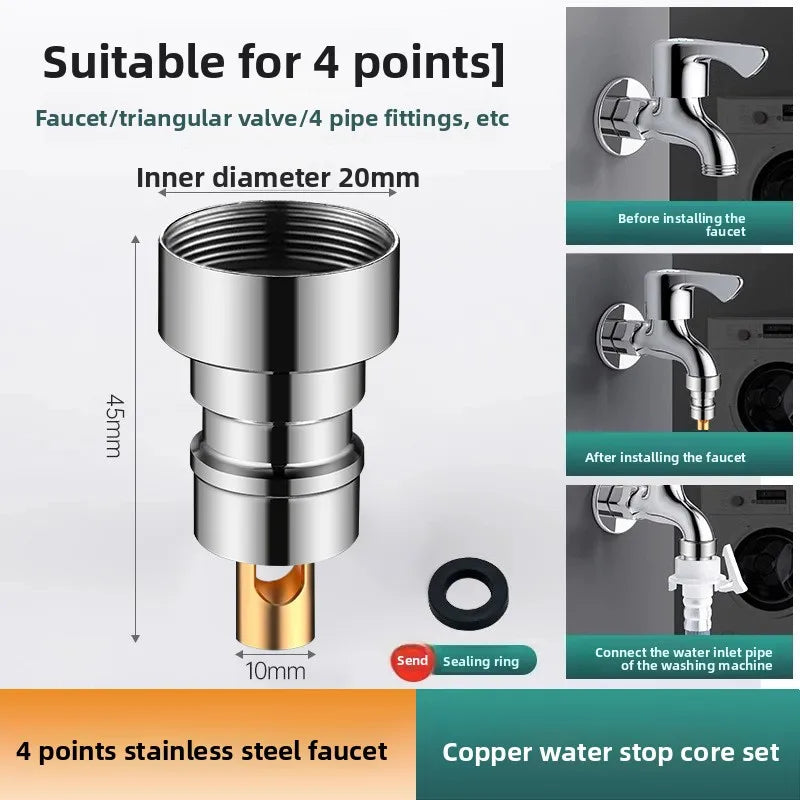3/4" & 1/2" Thread Faucet Hose Tap Water Quick Connector