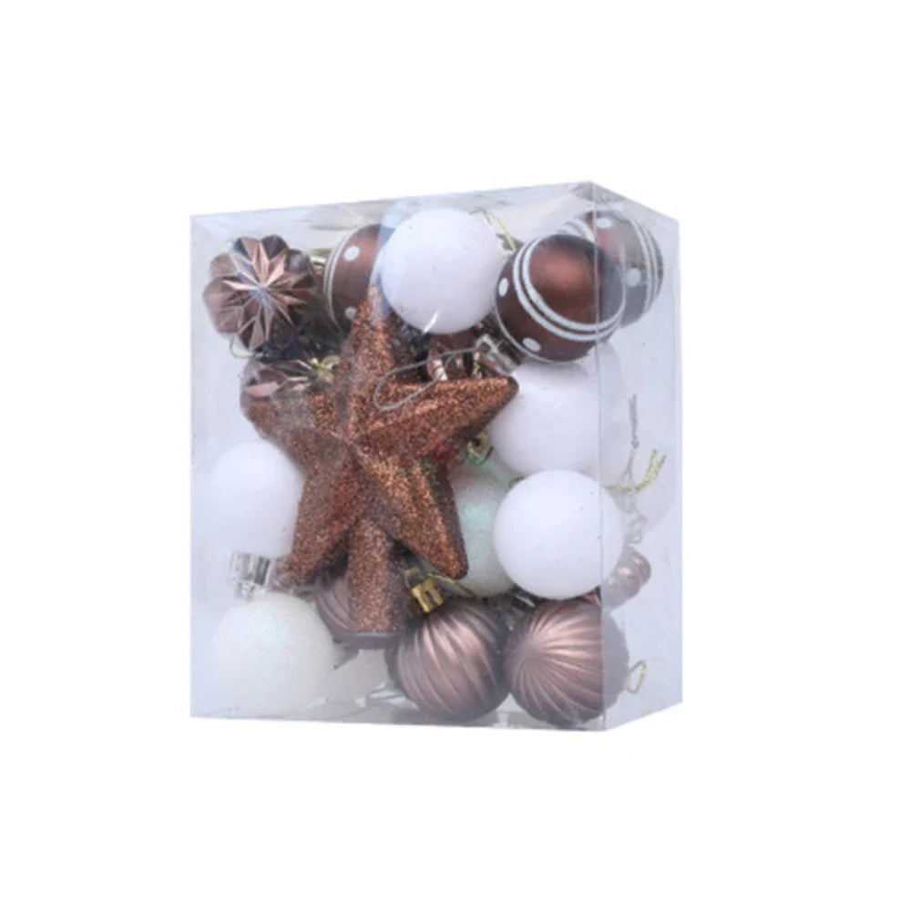 31-Piece Glitter Christmas Ball Ornament Set with Star Topper