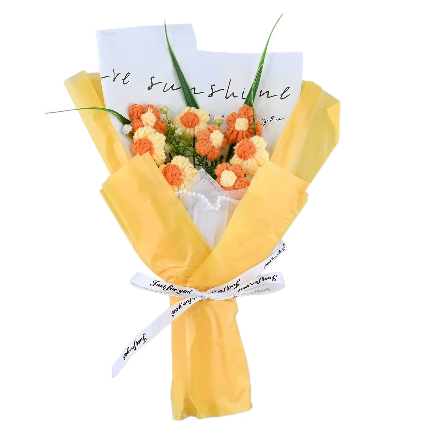 Artificial Flower Crochet Bouquet Hand Knitted Finished Wedding Decor