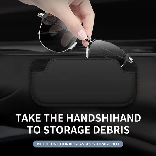 Car Sunglass Holder Stick-On PU Leather Organizer Storage Bag Car Interior Organizer Oasis Select