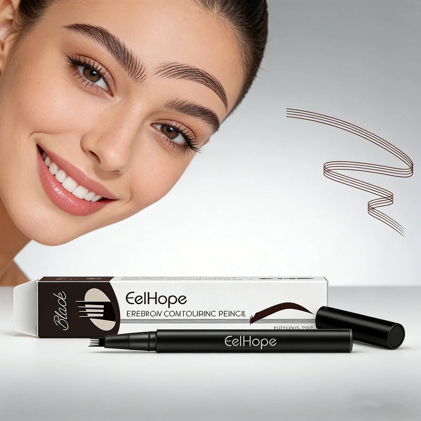 Eelhope 4-Pronged Eyebrow Pencil – Waterproof 3D Natural Look