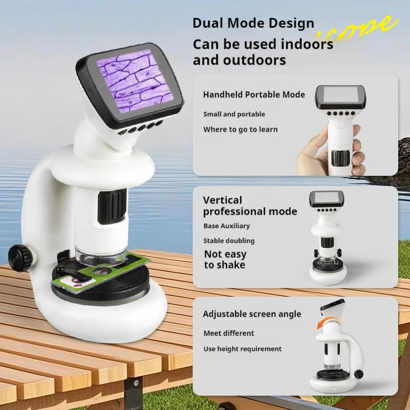 Children's Microscope Multifunctional Intelligent Wifi Electronic Microscope with Display Screen for Student Education Peaceful Pleasures Health and Wellness