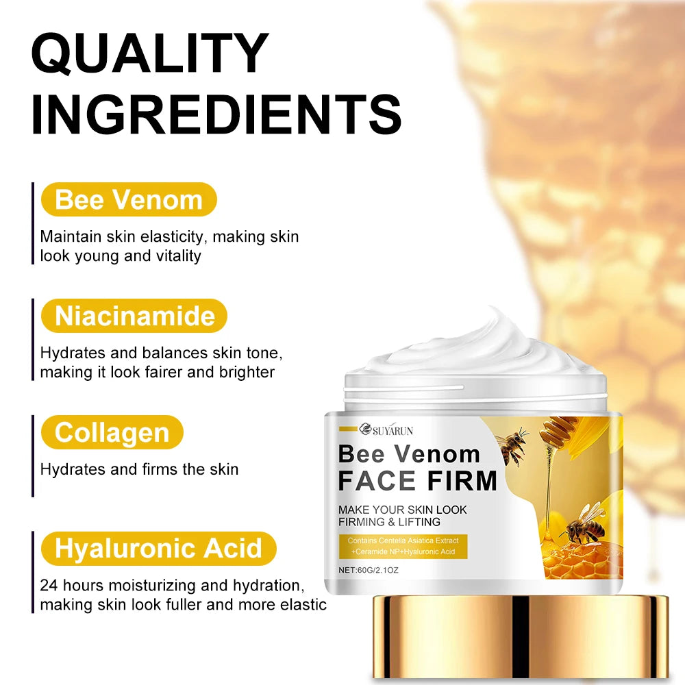 SUYARUN Bee Venom Collagen Anti-Aging Face Cream | Firming Lifting Moisturizer | Wrinkle Reduction | 24H Hydration. Peaceful Pleasures Health and Wellness