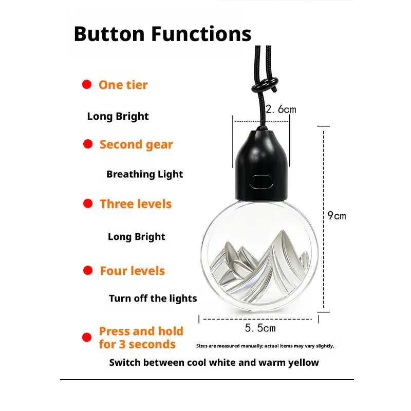 LED Mountain Pendant Car Light – Dual Color Ambient Interior Lamp