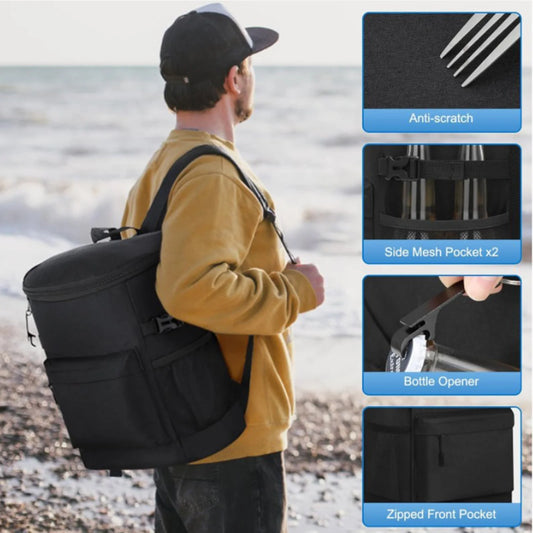 20L Insulated Cooler Backpack 33 Cans Capacity Leakproof for Camping Hiking Picnic Beach Travel with Comfortable Shoulder Straps Peaceful Pleasures Health and Wellness