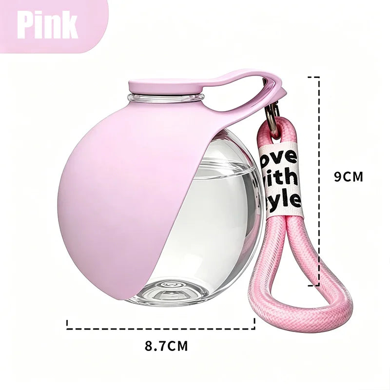 Leak Proof 2 in 1 Foldable Portable Silicone Dog Water Bottle Travel Pet Drinking Bowl with Lanyard Hook for Outside Walking Peaceful Pleasures Health and Wellness Pink