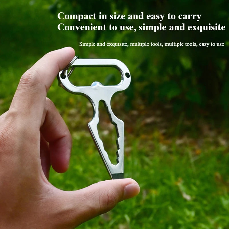 EDC Stainless Steel Multitool Keychain | Bottle Opener & Spike EDC Multitool Keychain Peaceful Pleasures Health and Wellness