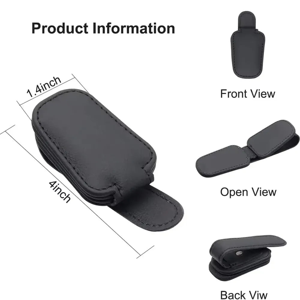 1 Universal Car Sun Visor Eyeglass Holder PVC Leather Material Stand