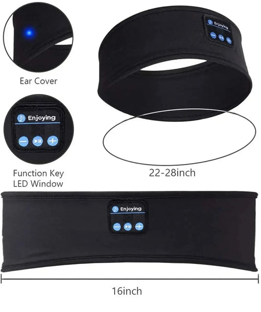 HUAWEISHI Bluetooth 5.4 Earphones Sports Sleeping Headband Elastic Wireless Headphones Music Eye Mask Wireless Headset Headband Peaceful Pleasures Health and Wellness