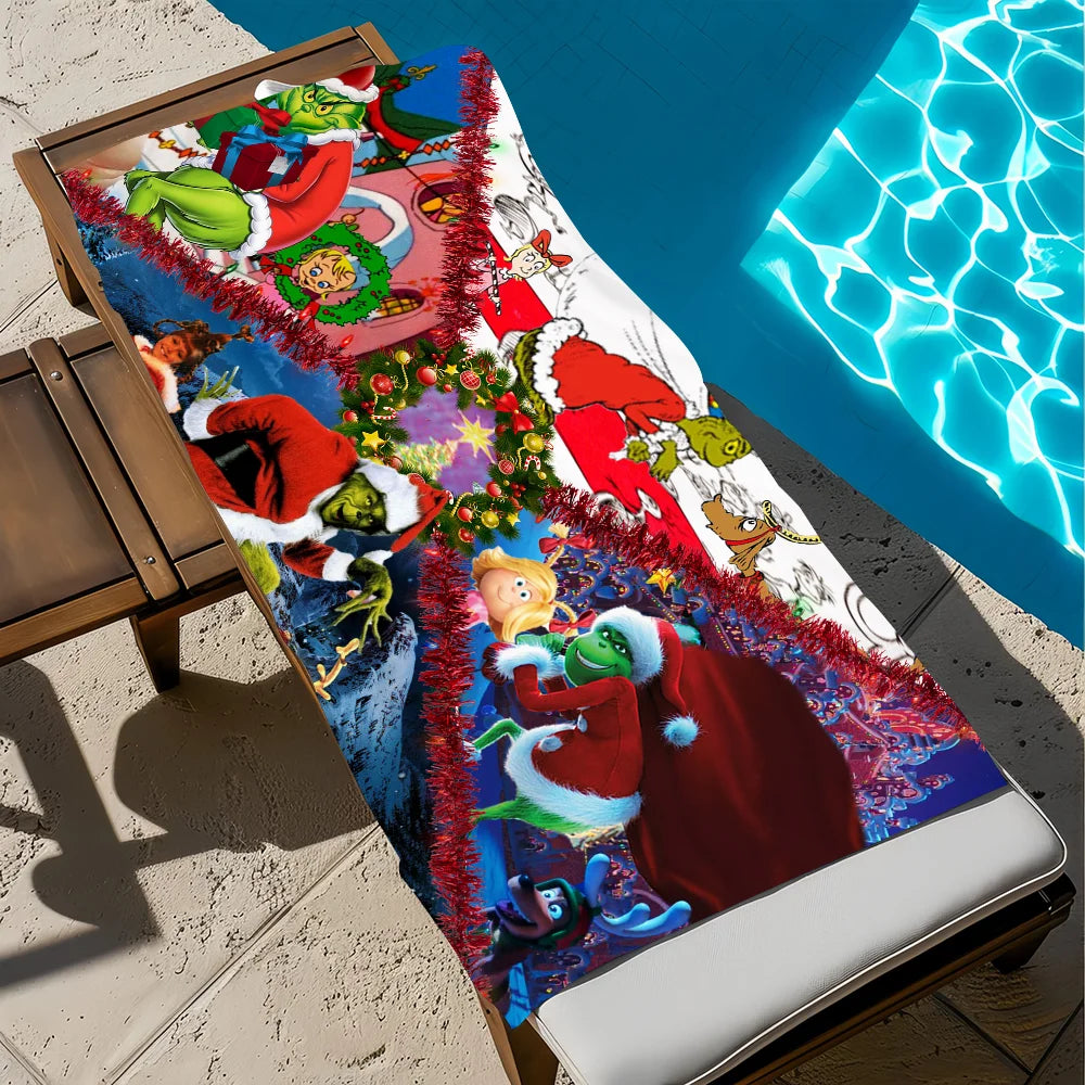 Grinch Quick-Dry Beach Towel | Soft Cartoon Print, Multi-Size Quick-Dry Beach Towel Peaceful Pleasures Health and Wellness z1 STJ40x70CM