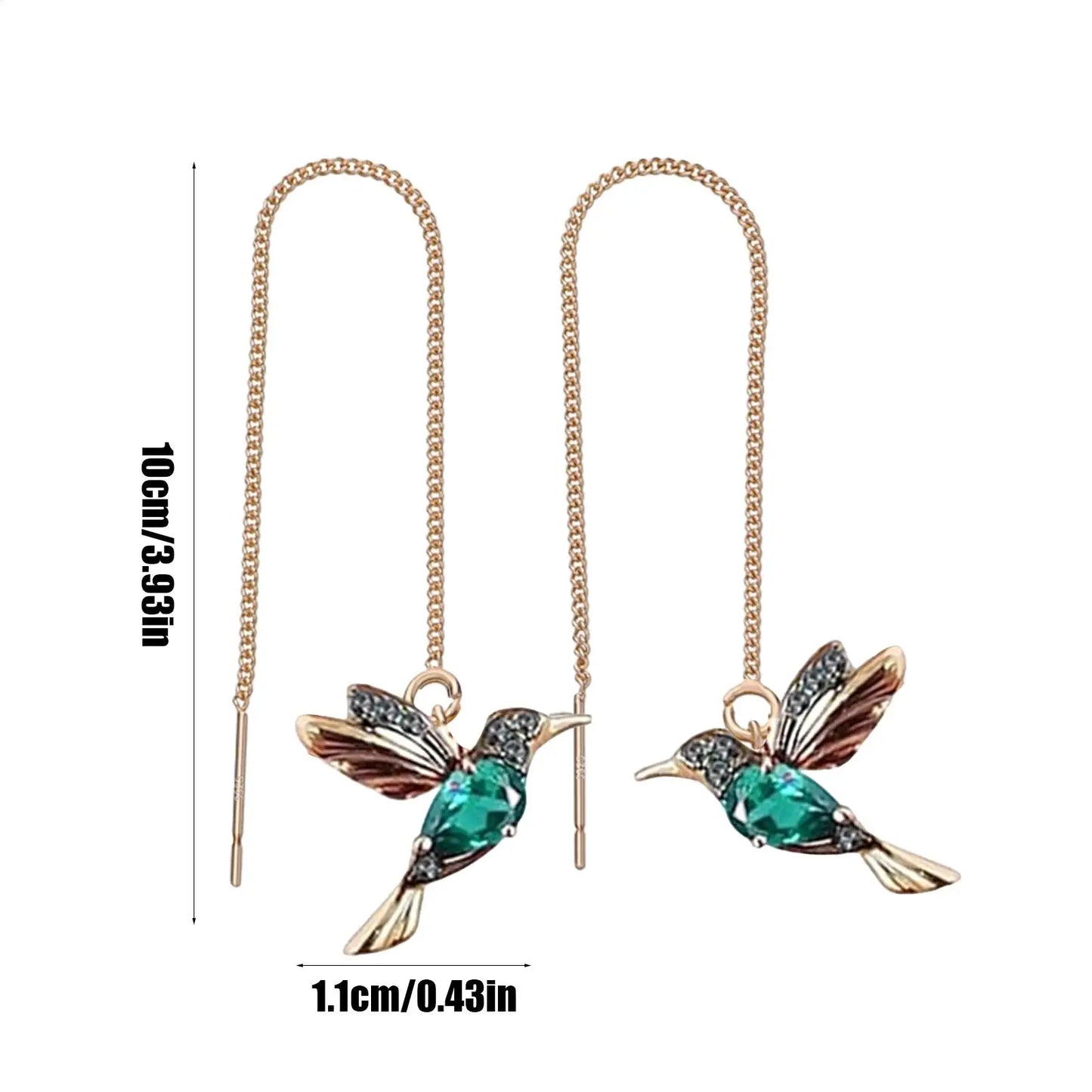 Hummingbird Drop Earrings | Tassel Threader Dangle Jewelry