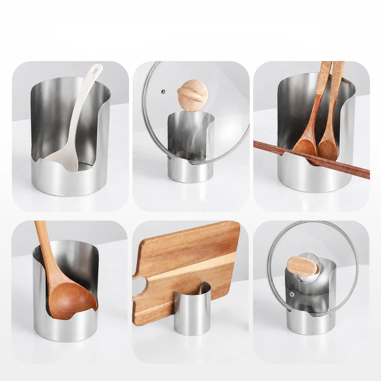 Stainless Steel Pot Lid Holder & Spoon Rest | Kitchen Organizer