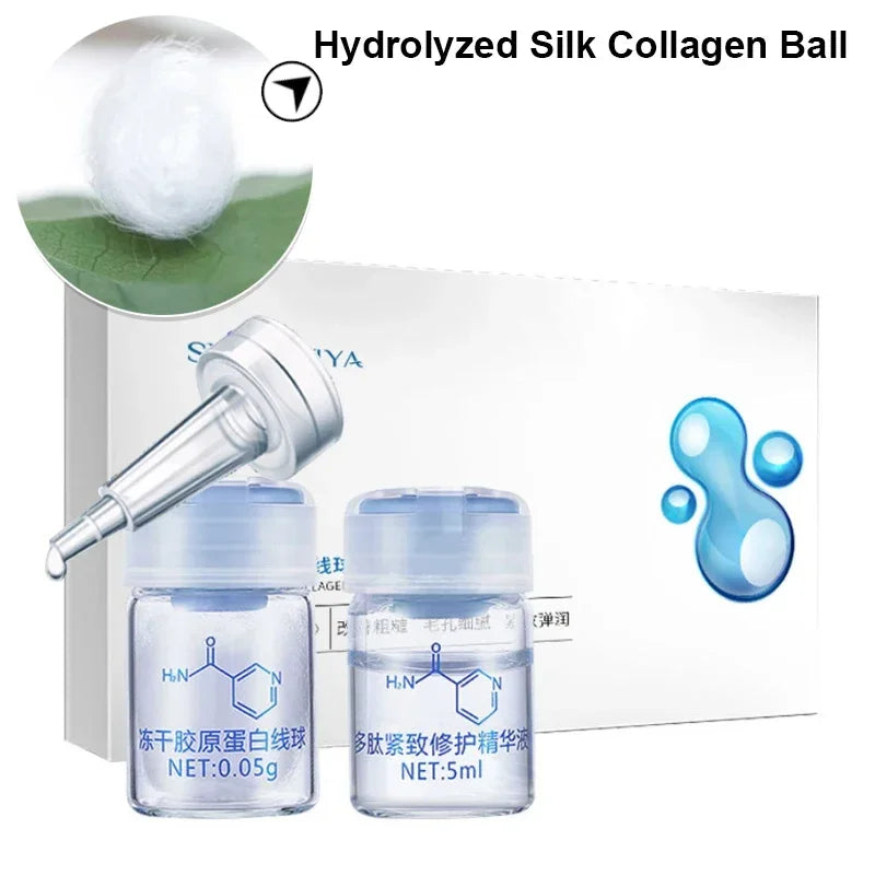 Korea Facial Hydrolyzed Silk Protein Collagen Thread Ball Serum Moisturiz Hydration Lifting Firm Fine lines Essence SkinCare Peaceful Pleasures Health and Wellness