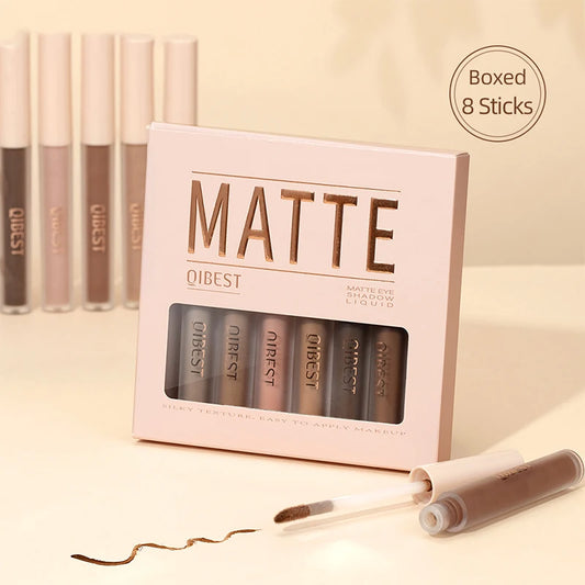 8 colors Waterproof Liquid Eyeshadow Set with Nude, Matte, Black, Smokey, Cream, Primer, Highlighter, and Blusher - Fast Drying Peaceful Pleasures Health and Wellness
