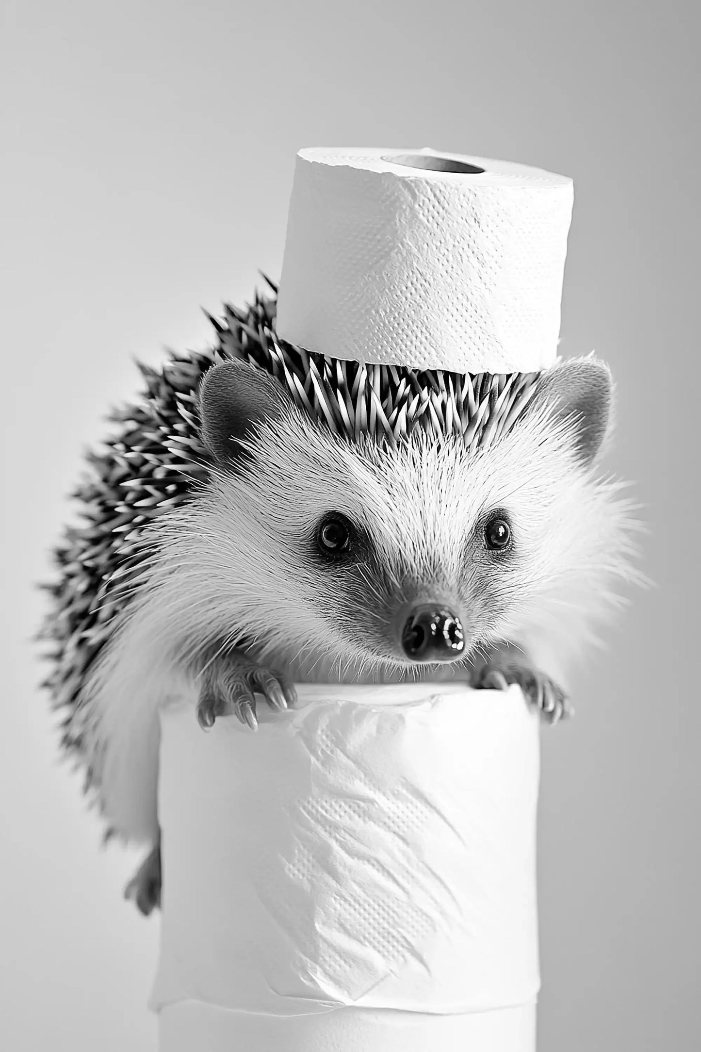 Black & White Cute Animal Toilet Paper Canvas Wall Art Poster