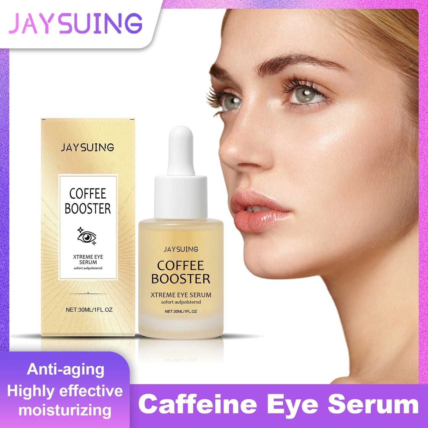 Jaysuing Caffeine Eye Serum Anti Wrinkle Firming Skin Remove Dark Circles Brighten Eyes Ageless Instantly Moisturize Nourish Eye Peaceful Pleasures Health and Wellness