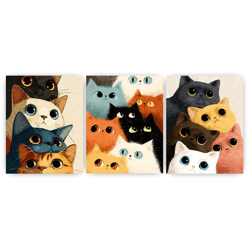 Nordic Wall Art Cute Stacked Cats Animals Canvas Painting Nordic Style Poster Prints Bedroom Living Room Wall Decor Peaceful Pleasures Health and Wellness 01 40x50cm No Frame China Mainland