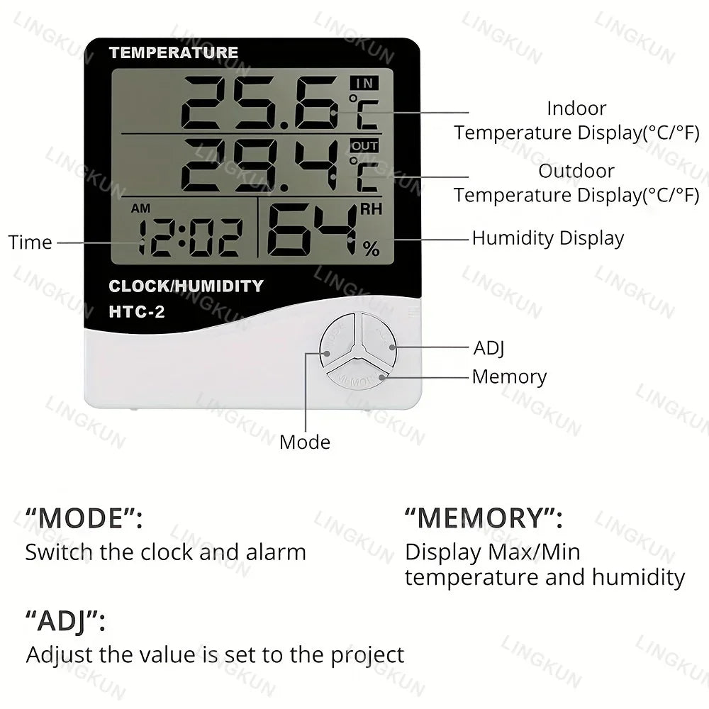Indoor LCD Digital Thermometer Hygrometer – Temp & Humidity Gauge