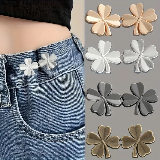 4Pairs Adjustable Waist Tightener Four Leaf Clover Trousers Buckles Peaceful Pleasures Health and Wellness