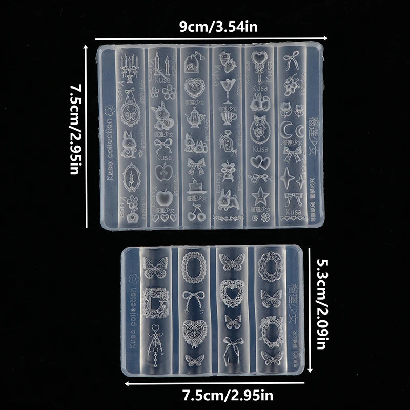 Silicone Nail Art Mold Cartoon Lace Bow Rabbit Cute Candle Moon Flower Strawberry Nail Art Diy 3d Decoration Mold Design Tools Peaceful Pleasures Health and Wellness