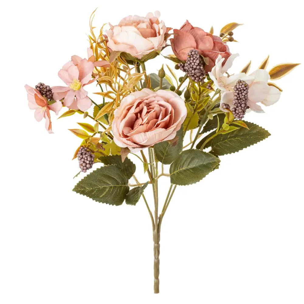 Silk Rose & Peony Artificial Bouquet – Wedding & Home Decor