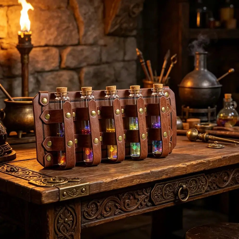 UYEE Medieval Leather Vial Holder Waist Sash Alchemy Potion Bottle