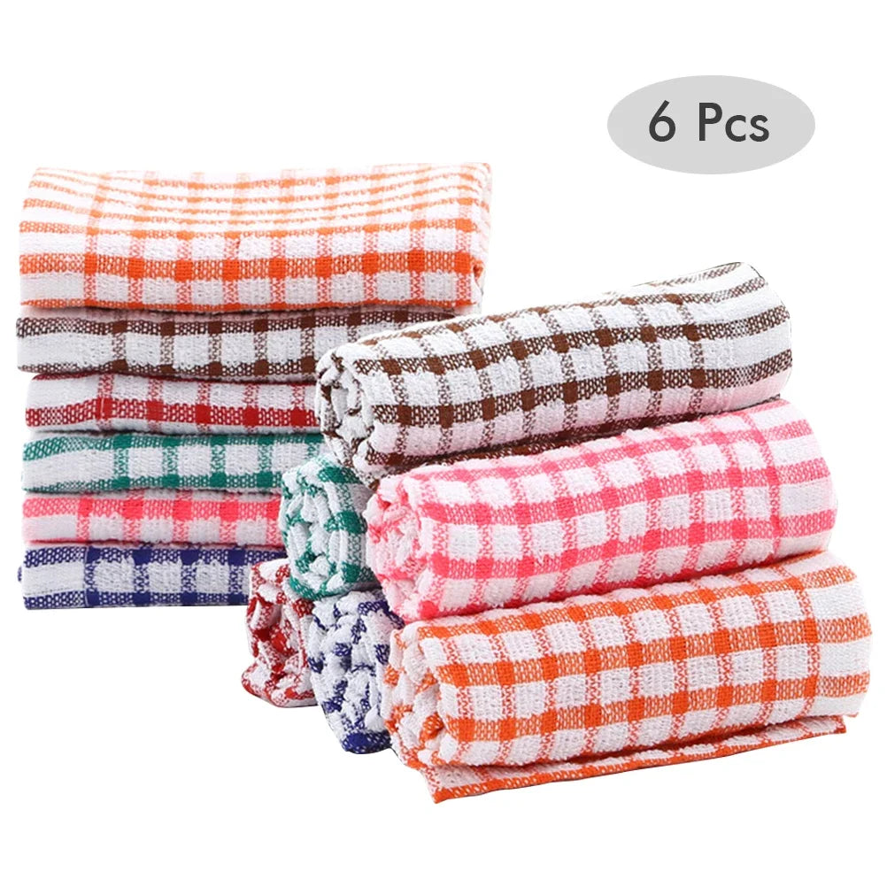 6-Pack Absorbent Lint-Free Cotton Kitchen Tea Towels | Dish Cloths Kitchen Tea Towels Peaceful Pleasures Health and Wellness
