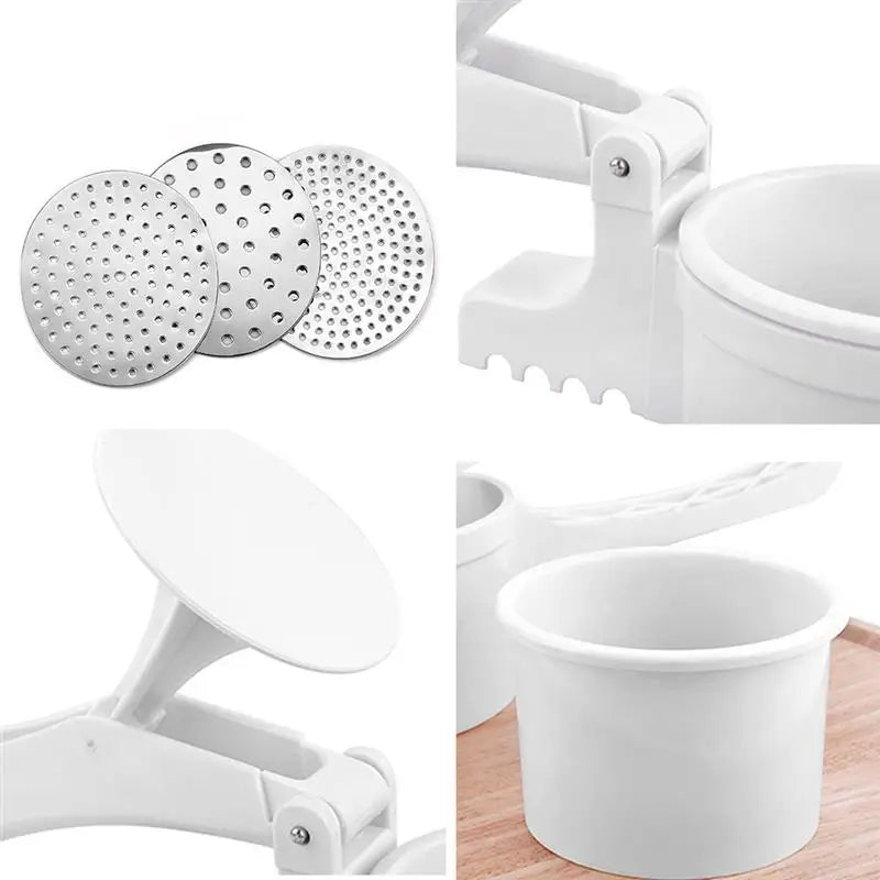 White Potato Ricer Stainless Steel Puree Fruit Vegetable Press Maker Manual Food Ricer Fruit Masher for Kitchen DC05 Peaceful Pleasures Health and Wellness