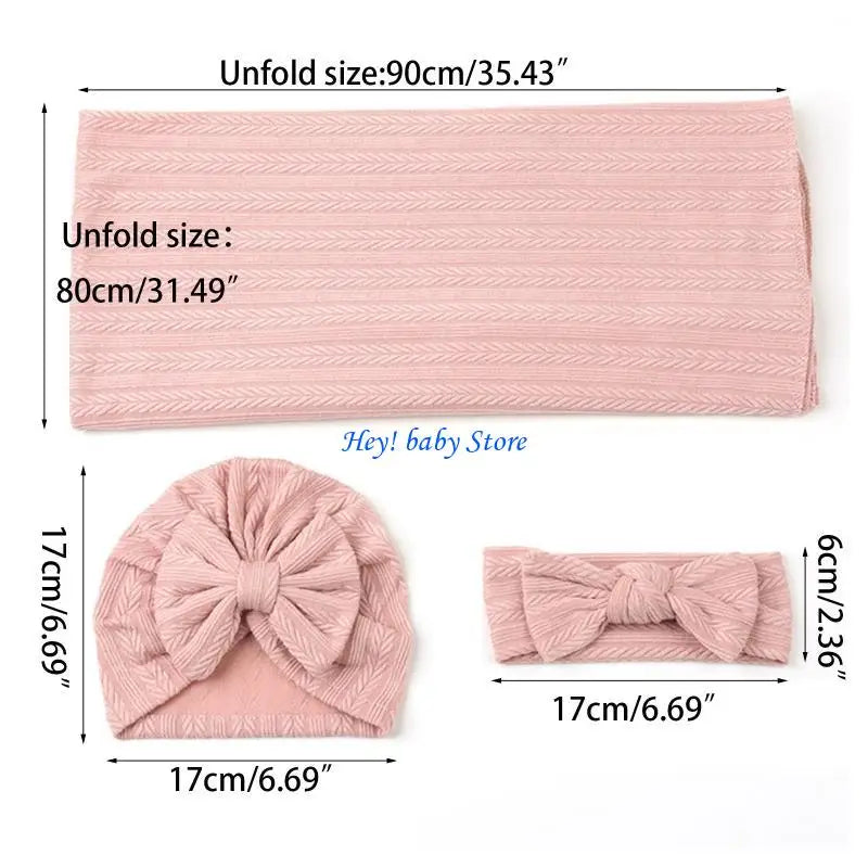 3-Piece Baby Swaddle Blanket Set | Newborn Hat & Headband