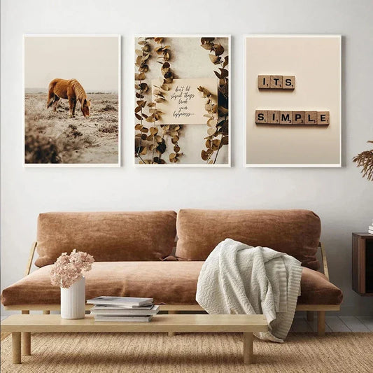 Mustard Boho Canvas Wall Art | Coffee Leaf Print for Living Room Canvas Wall Art Print Peaceful Pleasures Health and Wellness