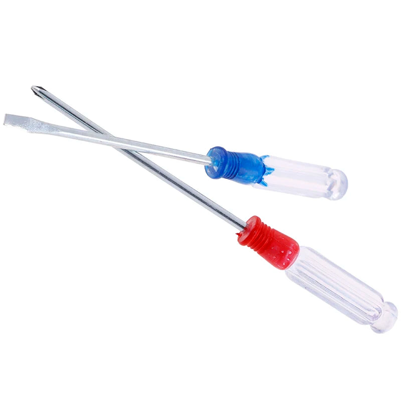 5Pcs 3 Inch Small Precision Flat-blade/Cross Screwdriver Red Blue Plastic Handle Screwdriver Home Repair Tools Set Peaceful Pleasures Health and Wellness